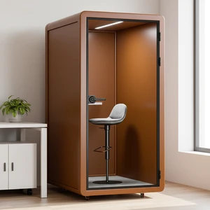 Movable Aluminum Frame Soundproof Office Pod Fan LED Light Custom Size Acoustic Booth for Private Working Outdoor Modern Design