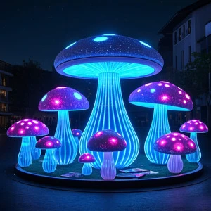 LED Mushroom Lantern Sculpture Outdoor Large Glowing Mushroom Light For Festival Decoration