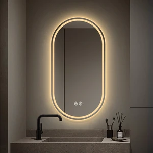 Light Luxury Ellipse LED Bathroom Mirror with Lamp Wall-Mounted Smart Toilet Vanity Mirror Anti-Fog