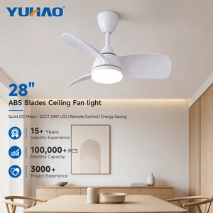 OEM ODM Factory 3 ABS Blades Indoor Kids Child Bedroom 28 Inch Dimmable Silent BLDC LED Ceiling Fan With Remote Control