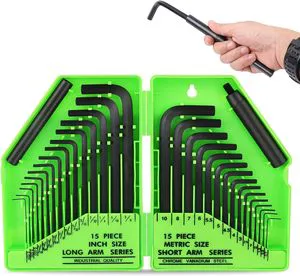 China Factory 31-Piece 32PCS Hex Key Allen Wrench Set SAE Metric MM Inch Heat Treated S2 Carbon Steel CRV Torque T Handle