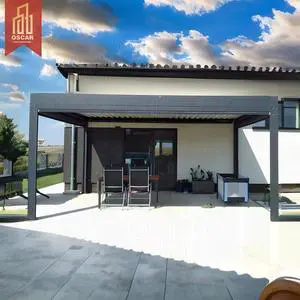 Adjustable Led Aluminium Pergola Awning with Louvered Roof Blade Steel - Constructed Villas Greenhouses Outdoor Spaces Pergola