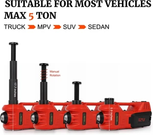 Bytool 5 Ton Steel Material Hydraulic Car Floor Jack 12V with Impact Wrench & Tire Pump for Lifting OEM