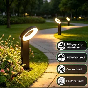 IP65 LED Die-cast Aluminum Bollard Lamp DC24V Modern Decor Ring Light Landscape Walkway Courtyard Lighting 3000K Garden Lights