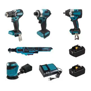 MKT Kit Combinado 5 Herramientas Inalambricas Sin Escobillas 18V Para Reparacion Automotriz Con Bateria Y Cargador