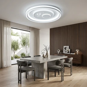 Nordic Style Ceiling Fan Light with Creative Layered Rings and Dimmable LED Performance Providing Perfect Comfort for All Season