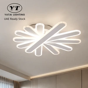 Modern Dimmable Led Ceiling Light Acrylic Iron Remote Control Tri Color Surface Mount For Living Room Bedroom Office