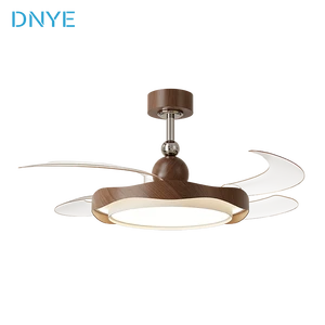Retro Walnut Color Invisible Ceiling Fan Light, ultra Quiet and Low-energy Intelligent LED Remote Control Restaurant Fan Light