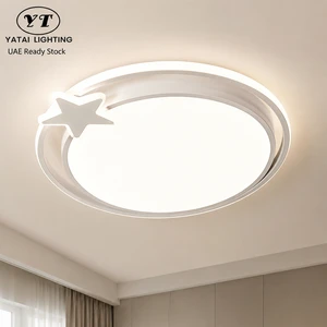 Modern Led Ceiling Light 50W Round Acrylic Flush Mount Remote Control Tri Color Dimmable For Bedroom Living Room