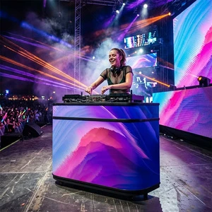 LED DJ Booth Display Full Color Electronic Music For DJ Bar Stage Exhibition Flexible LED Curve Screen Dj Booth Led Display