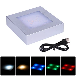 Small Bridge 3D Square LED USB Black Silver Plastic Base Eco-Friendly Multi-color Glowing square Lamp Base for Crystal Crafts
