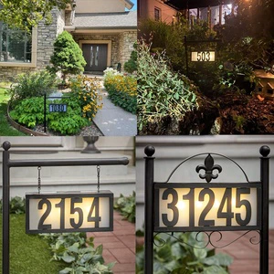 Outdoor Decoration Yard Door Sign House Number Address Sign Light Box With Stakes