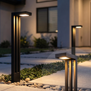 IP65 Architectural LED Bollard Light 90cm Matte Black Modern Outdoor Path Light For Commercial Walkway Driveway