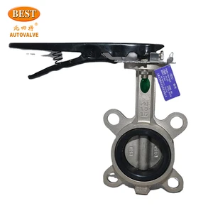 Stainless Steel Series Manual Butterfly Valve DF810 Wafer Type Soft Sealing with High Temperature Capacity Center Lined