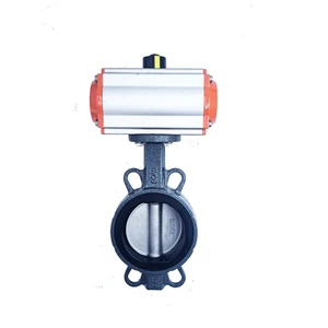 Pneumatic butterfly valve customized pneumatic double acting ductile iron butterfly valve AT actuator switch valve