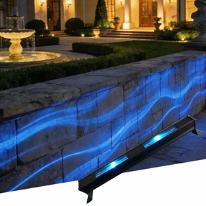 Blue Ocean Wave Lights LED Wall Washer Light DMX IP65 Waterproof Aluminum Linear Water Ripples Lamp for Building Facade Bridge