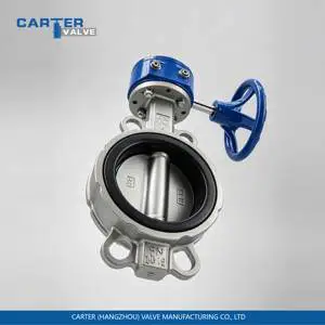 Carter Triple Eccentric Stainless Steel Disc Worm Gear Wafer Butterfly Valve PN10/PN16 Metal Seal Durable High Temperature