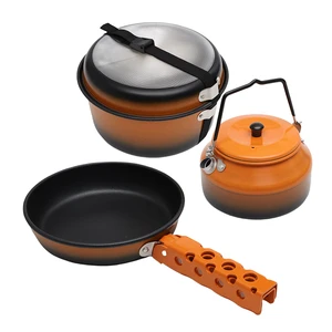 High-quality Camping Supplies Metal Aluminum Portable Outdoor Camping Kettle Cookware Set