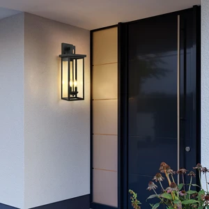 US Stock Free Shipping 22 Inch Large Outdoor Light Sensor Sconce Lights Black Lanterns Waterproof for Front Porch Garage Balcony