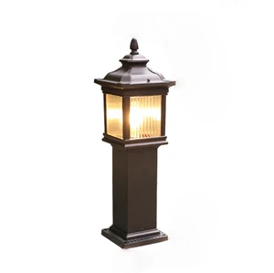 Outdoor Retro E27 LED Garden Lawn Lamp IP56 Waterproof Aluminum Column Light for Courtyard Landscape Pathway