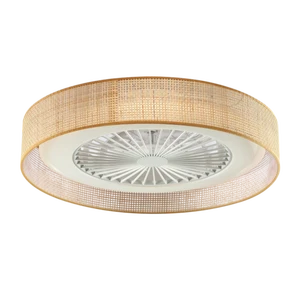 Modern Ceiling Fan Light LED Warm White 3500K Surface Mounted Wood Base Paper Cover for Living Room 220V