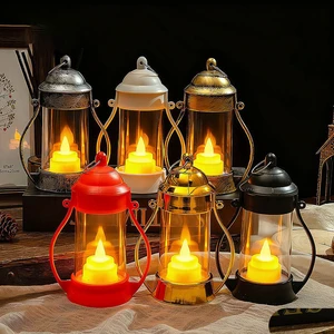 Wholesale Retro Small Lantern Handheld Night Light Battery Operated Vintage Lamp for Outdoor Camping Events Led Candle