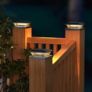 Solar Post Cap Light With Switchable Warm/Cool White, Flame Effect, Dual Fit 4x4 & 3.5x3.5 Columns