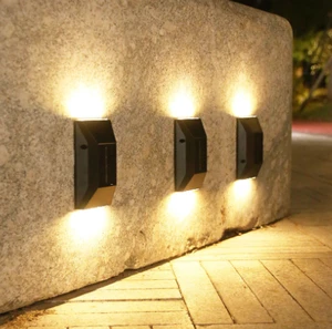 Solar Powered LED IP65 Waterproof Up/Down Glowing Wall Lights for Garden & Patio Ambiance Outdoor Wall Washer Lighting