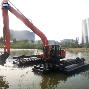 Long Reach Multi-Function Amphibious Excavator Hydraulic Pontoon Floating Swamp Marsh Dredger For River Wetland Dredging