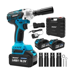 MARS Impact Hydraulic Wrench 369 Ft-lbs 1/2 Inch Torque High-Speed Power Tool 2x 4.0Ah Batteries 4 Sockets Electric Tire Removal