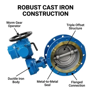 Heavy Duty Industrial Pipeline Use Precise Flow Regulation Cast Steel Flange Double Eccentric Soft Seal Butterfly Valve