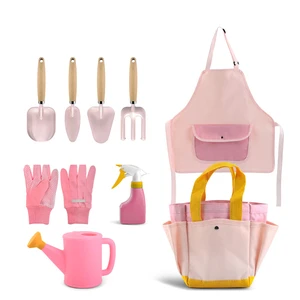 OEM Wooden Handle Children's Garden Tool Set Kids Garden Tool Set with Shovel Trowel Rake for Planting Transplanting Soil Care