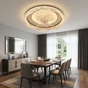 Easy Install Decorative LED Lighting Modern Crystalline Texture Ceiling Fan Lamp Surface Mount For New House Renovation Projects