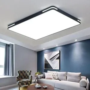 Modern Minimalist Acrylic LED Ceiling Light Wrought Iron Frame AC Powered for Living Room Bedroom Warm White Rectangular Design