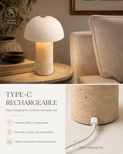 Stone Table Lamp Natural Travertine Decorative Desk Light Wholesale for Hotel Living Room Villa Home Decor