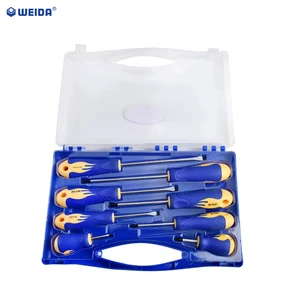 WEIDA 8 Piece Magnetic Screwdriver Set 6150 Steel Textured Handle OEM Industrial Hand Tool for Factory Workshop B2B