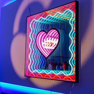 Custom Business LED Infinity Mirror Letter Frame Personalised Image Logo Cool Infinite LED Tunnel Lamp For Company Neon Sign