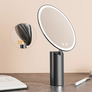 Custom Color Table Rechargeable Illuminated Make Up Mirror Round Led Lighted Vanity Makeup Mirror With Light