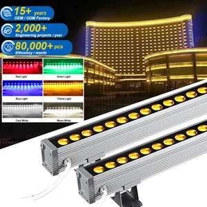 Exterior Recessed Linear Wall Washer Lamp LED Wall Wash Lights Outdoor Commercial Grade RGB Wall Washer Uplight Fixture