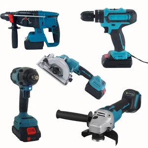 OEM 21V Brushless Power Tools Set 5-in-1 Cordless Hammer Drill Impact Wrench Grinder Saw Battery Powered Tool Set with Hard Case