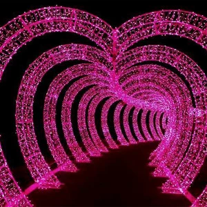 Heart-shaped love theme lane tunnel LED park decorative lights landscape lighting for park street plaza