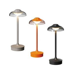 Creative Modern Outdoor Plastic Cone Lampshade Small Battery Table Lamp Stepless Dimming RGB Rechargeable