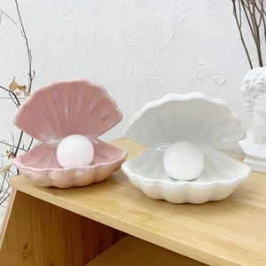 Girl Romantic Dream Ceramic Shell Lamp Pearl Mermaid Small Night Lamp Gift Desktop Decorative Lamp