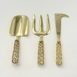 Three Pieces Outdoor Indoor Gardening Tool Metal Handle Garden Tool Set Good Quality Gardening Planting Tools Set