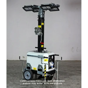 Quality Guaranteed Manual Chassis Lighting Mast Generator 7.0 Meters Hand Trolley 100km/h Wind Rating Excellent Operation 36.9k