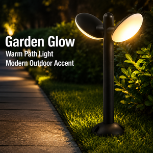 IP65 Modern 20W 3000K LED Lawn Lights Die-cast Aluminum Rotatable Symmetrical Disc Double Head Pathway Post Lamp L813/2B-4