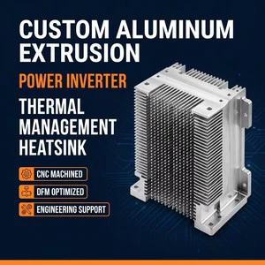 Custom CNC Machined Large Aluminum 6063 Extrusion Power Inverter Thermal Management Heatsink