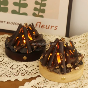 Battery Rechargeable Round Shape White Noise Lamp Tree Wooden Table Lamp LED Night Light For Kids