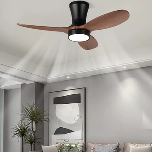 Low Noise Product Black Wood Grain Color 36Inch 3 Blade ABS Modern Fan Ceiling Lamp Ceiling Fan with Led Light