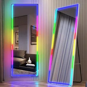 Wall Mount Standing RGB Color LED Mirror With Smart Sensor Bedroom
